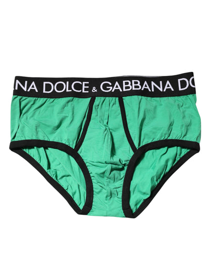 Dolce &amp; Gabbana Green Cotton Stretch Regular Brief Underwear