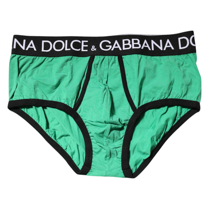 Dolce &amp; Gabbana Green Cotton Stretch Regular Brief Underwear