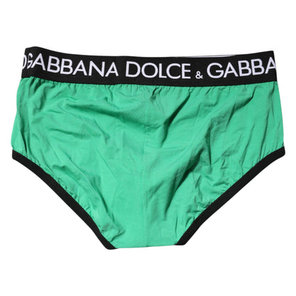 Dolce &amp; Gabbana Green Cotton Stretch Regular Brief Underwear