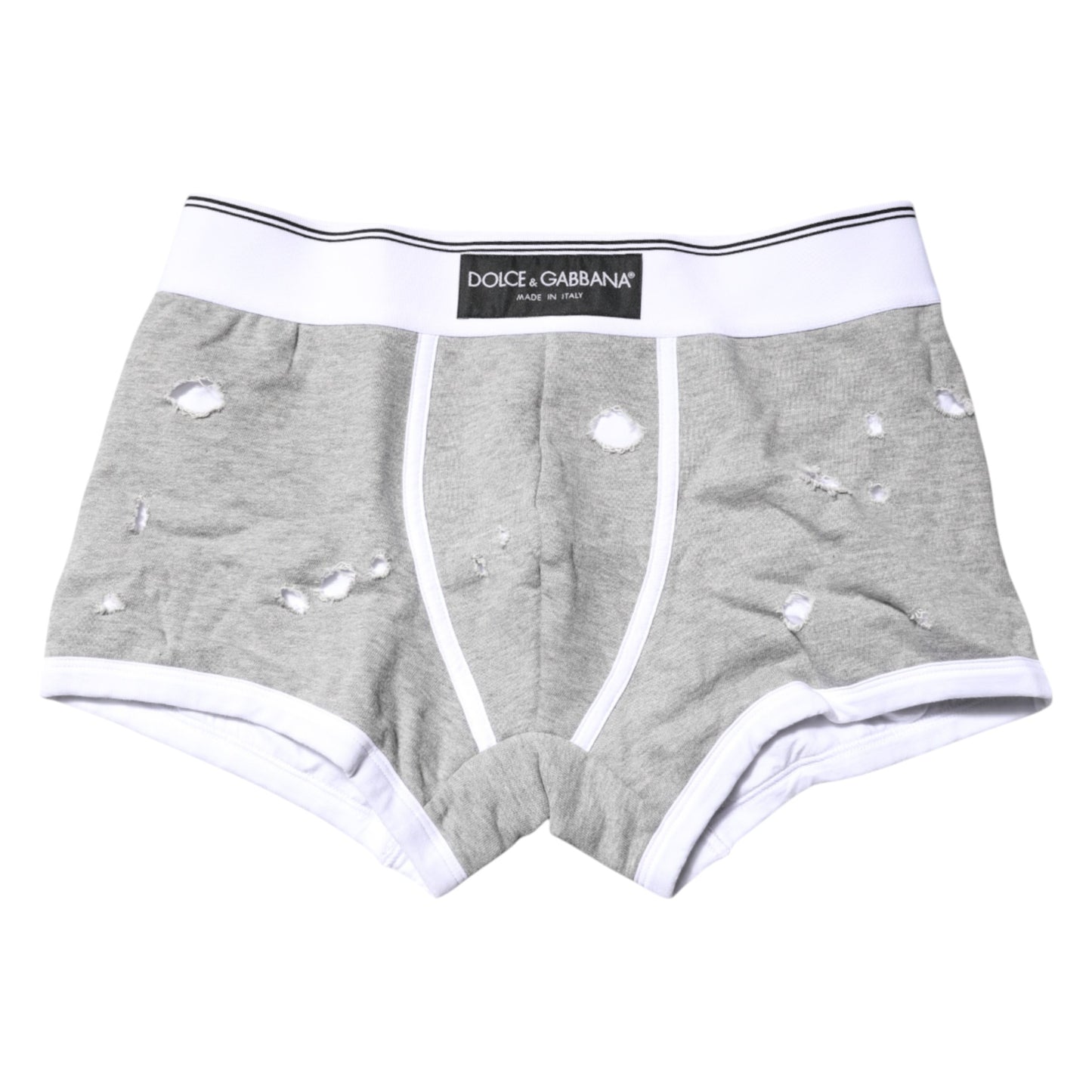 Dolce &amp; Gabbana Gray Cotton Stretch Regular Boxer Underwear