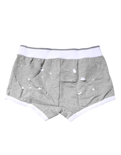 Dolce &amp; Gabbana Gray Cotton Stretch Regular Boxer Underwear