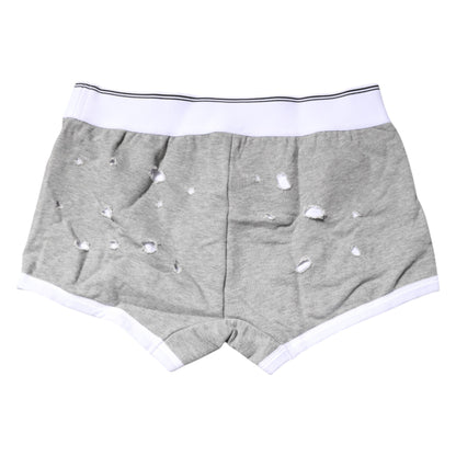 Dolce &amp; Gabbana Gray Cotton Stretch Regular Boxer Underwear