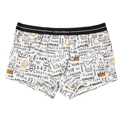 Boxer classique en coton imprimé blanc Dolce &amp; Gabbana