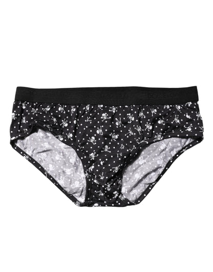 Dolce &amp; Gabbana Black Cotton Printed Regular Brief Underwear