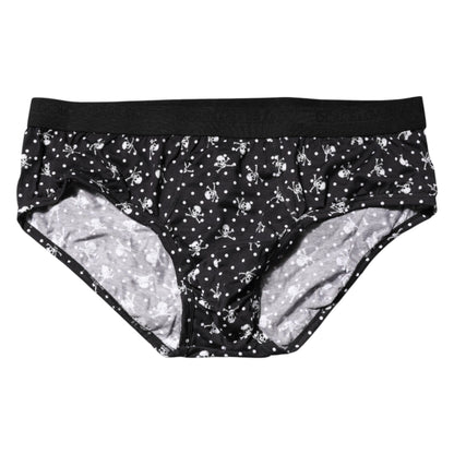Dolce &amp; Gabbana Black Cotton Printed Regular Brief Underwear