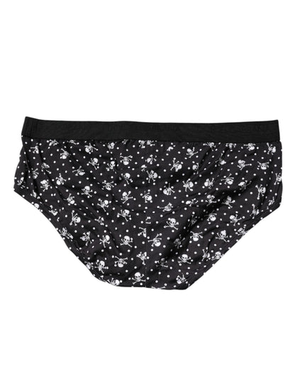Dolce &amp; Gabbana Black Cotton Printed Regular Brief Underwear