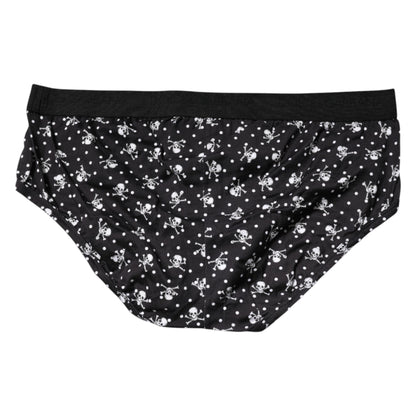 Dolce &amp; Gabbana Black Cotton Printed Regular Brief Underwear