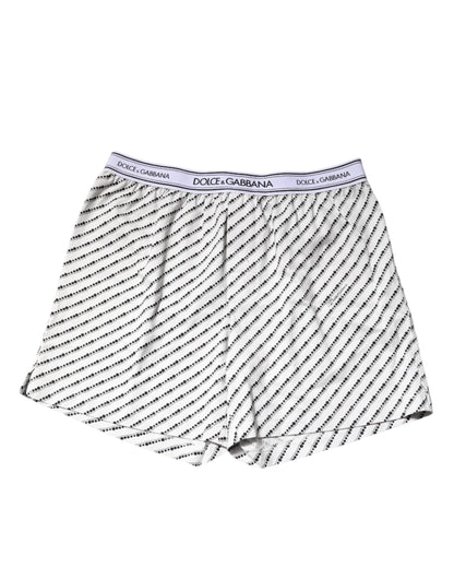 Dolce &amp; Gabbana White Black Patterned Regular Boxer Underwear