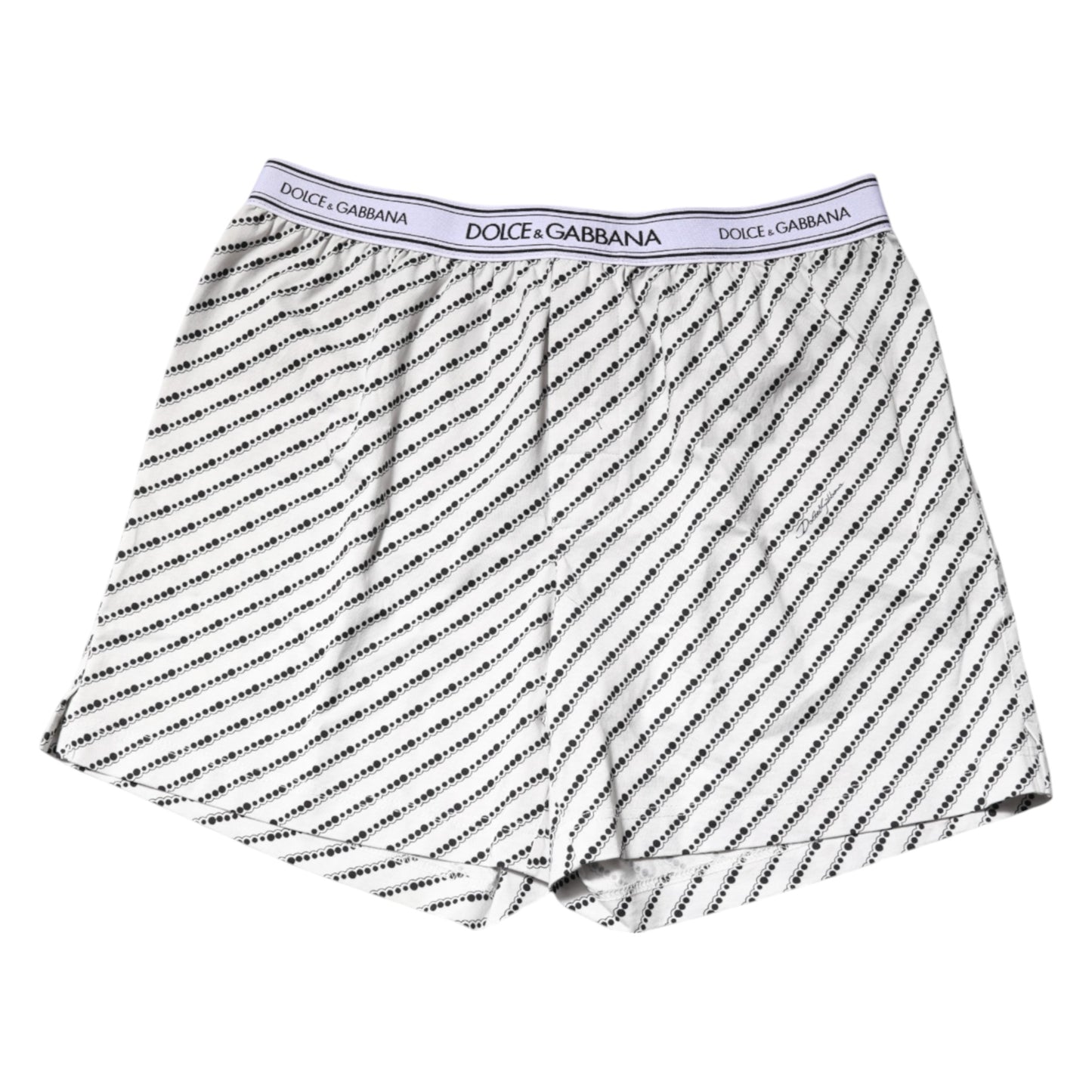 Dolce &amp; Gabbana White Black Patterned Regular Boxer Underwear