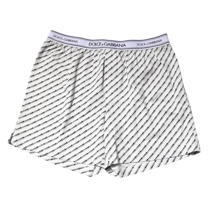 Dolce &amp; Gabbana White Black Patterned Regular Boxer Underwear