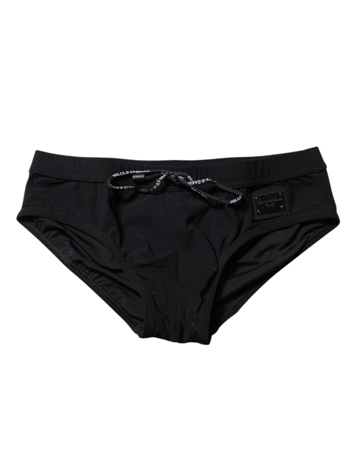 Maillot de bain slip de plage Dolce &amp; Gabbana avec plaque logo noire pour homme