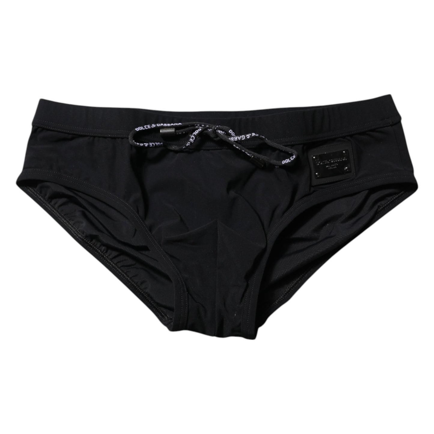 Maillot de bain slip de plage Dolce &amp; Gabbana avec plaque logo noire pour homme