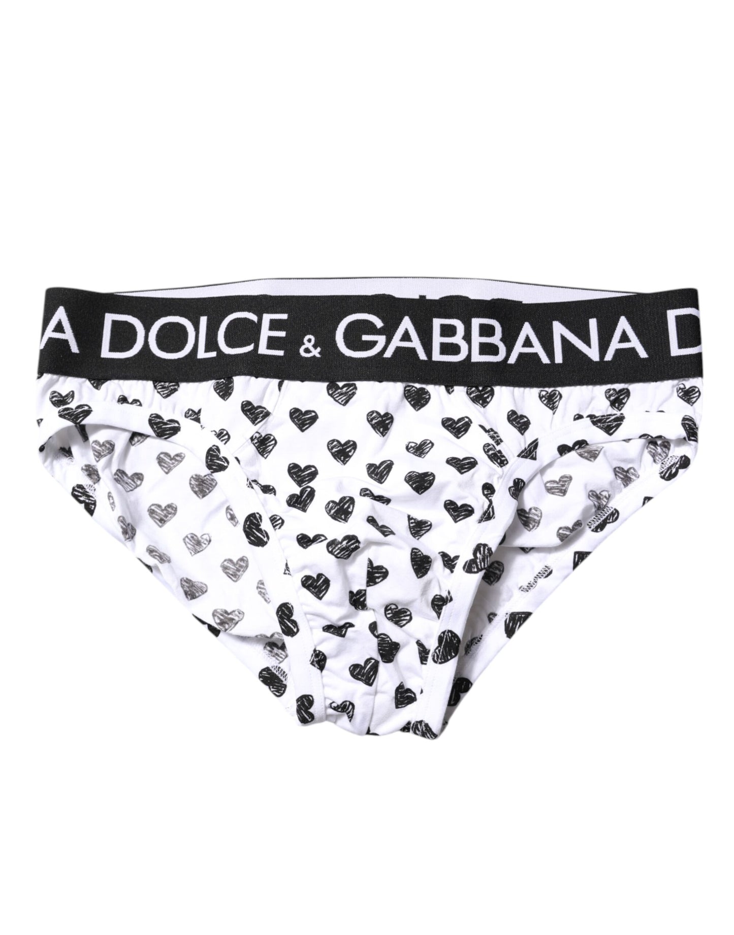 Dolce &amp; Gabbana White Heart Printed Regular Brief Underwear