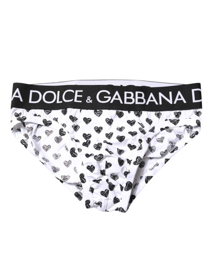 Dolce &amp; Gabbana White Heart Printed Regular Brief Underwear