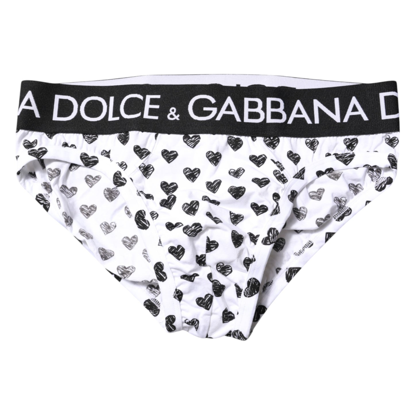 Dolce &amp; Gabbana White Heart Printed Regular Brief Underwear