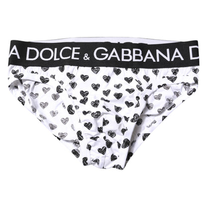 Dolce &amp; Gabbana White Heart Printed Regular Brief Underwear
