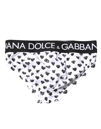 Dolce &amp; Gabbana White Heart Printed Regular Brief Underwear