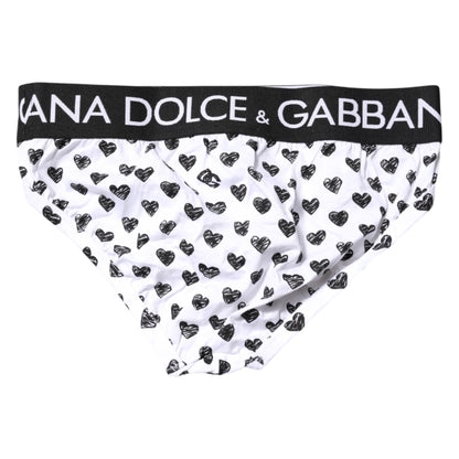 Dolce &amp; Gabbana White Heart Printed Regular Brief Underwear