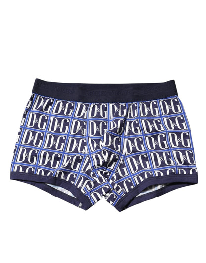 Dolce &amp; Gabbana Blue Logo Print Regular Boxer Brief Underwear