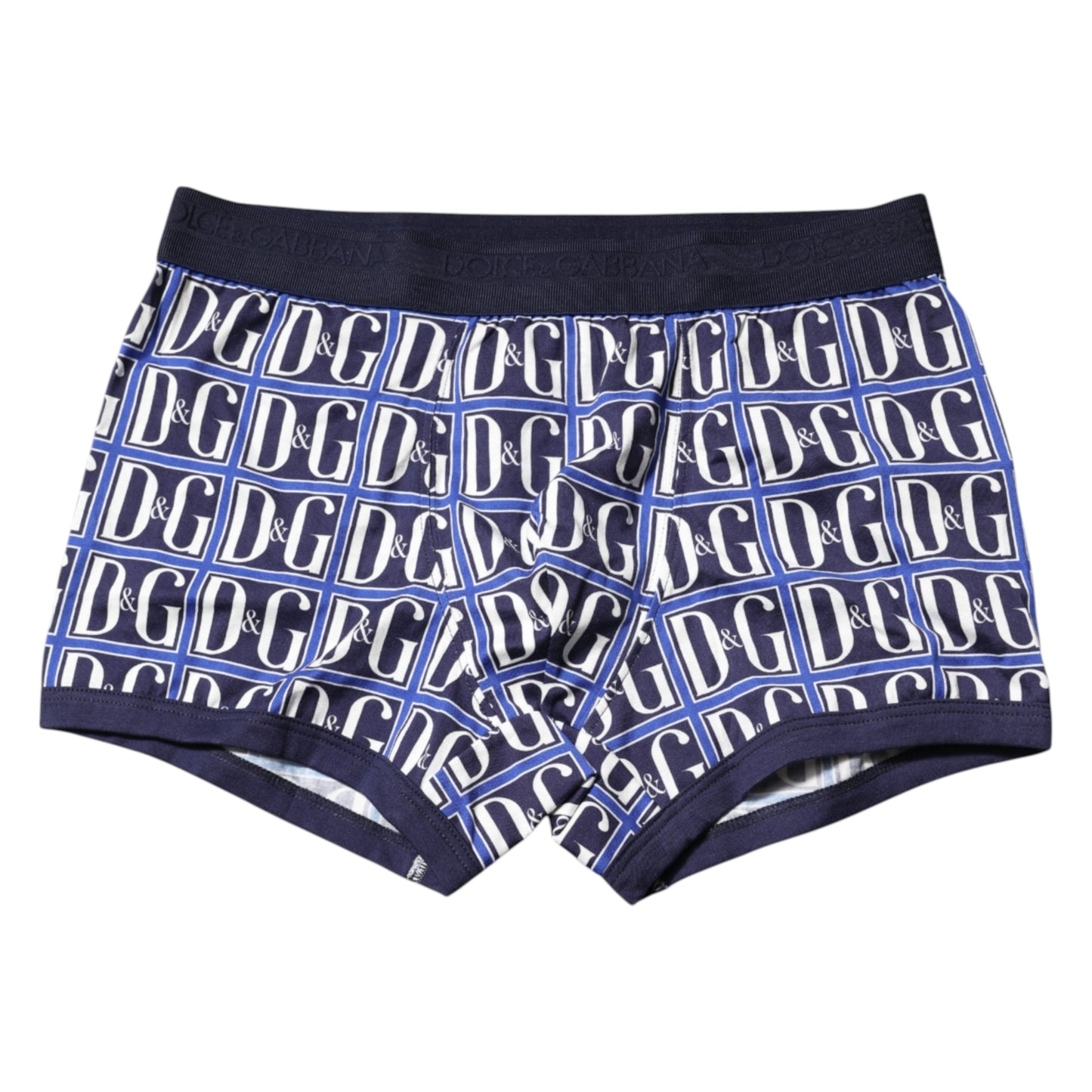Dolce &amp; Gabbana Blue Logo Print Regular Boxer Brief Underwear
