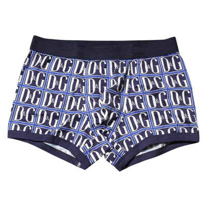 Dolce &amp; Gabbana Blue Logo Print Regular Boxer Brief Underwear