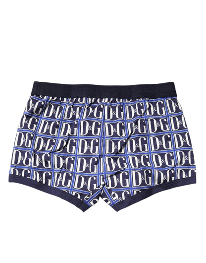 Dolce &amp; Gabbana Blue Logo Print Regular Boxer Brief Underwear