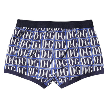 Dolce &amp; Gabbana Blue Logo Print Regular Boxer Brief Underwear
