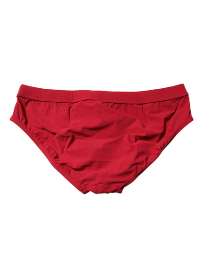 Maillot de bain slip de plage rouge Dolce &amp; Gabbana pour homme avec cordon de serrage