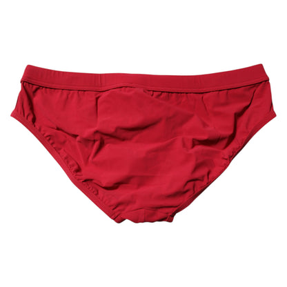 Maillot de bain slip de plage rouge Dolce &amp; Gabbana pour homme avec cordon de serrage
