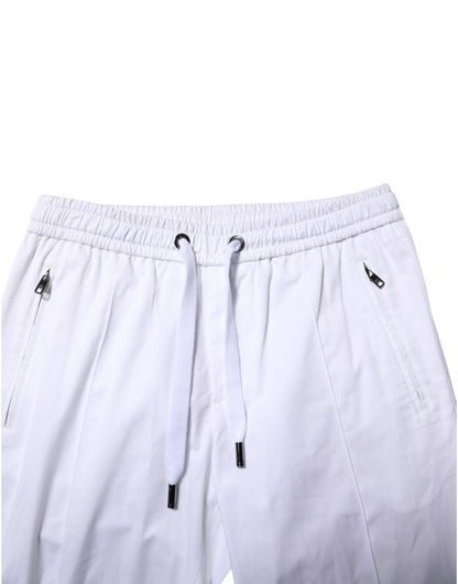 Pantalon de jogging Dolce &amp; Gabbana en coton stretch blanc avec logo pour homme
