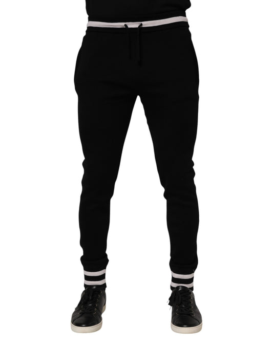 Pantalon de jogging en coton noir Dolce &amp; Gabbana pour homme