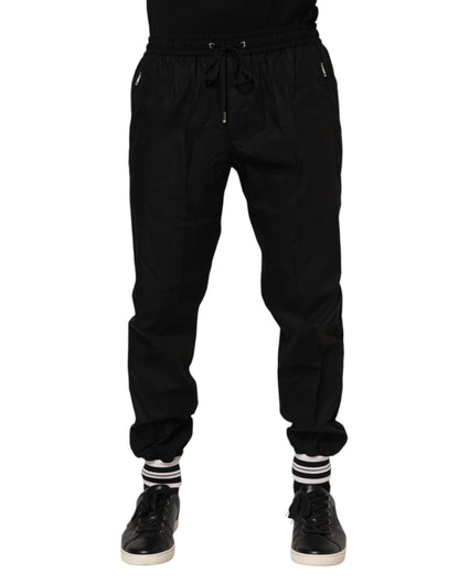 Pantalon de jogging Dolce &amp; Gabbana en coton noir avec bande logo pour homme