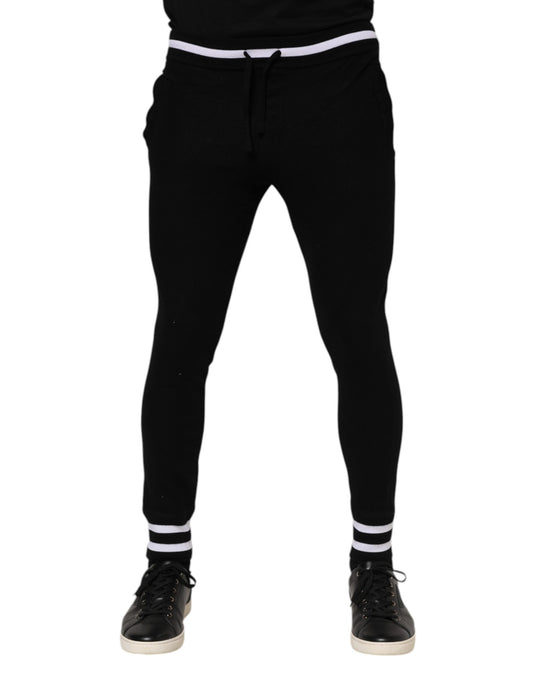 Pantalon de jogging en laine noire Dolce &amp; Gabbana pour homme