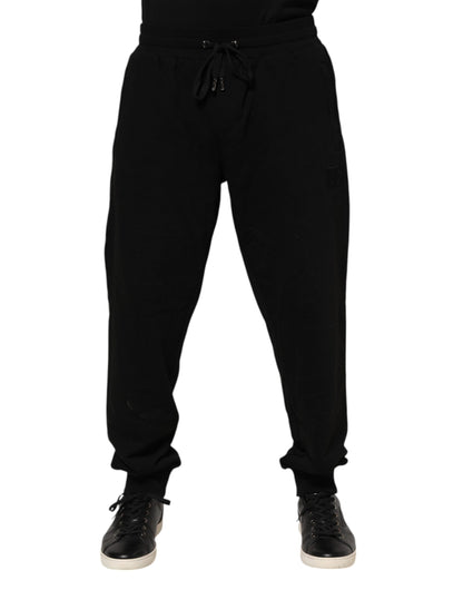 Pantalon de jogging Dolce &amp; Gabbana en coton noir avec bande logo pour homme
