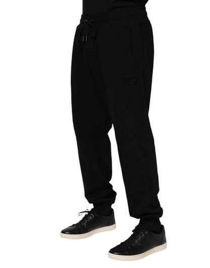 Pantalon de jogging Dolce &amp; Gabbana en coton noir avec bande logo pour homme