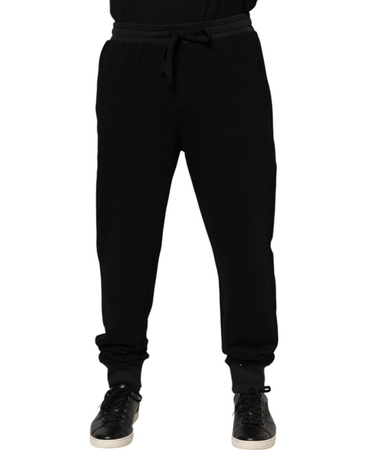 Pantalon de jogging en coton noir Dolce &amp; Gabbana