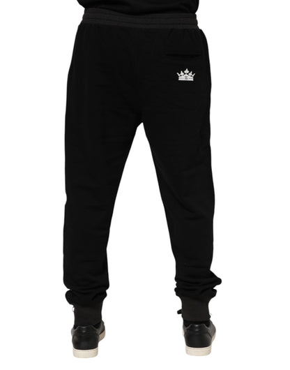 Pantalon de jogging en coton noir Dolce &amp; Gabbana