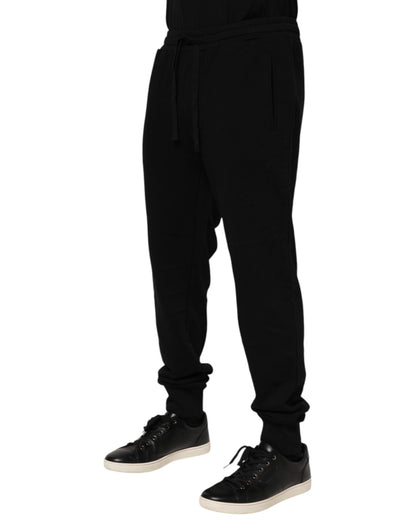 Pantalon de jogging en coton noir Dolce &amp; Gabbana