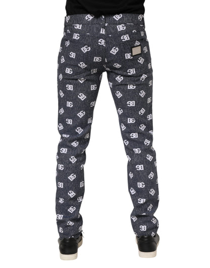 Jean skinny slim en coton gris foncé avec logo Dolce &amp; Gabbana