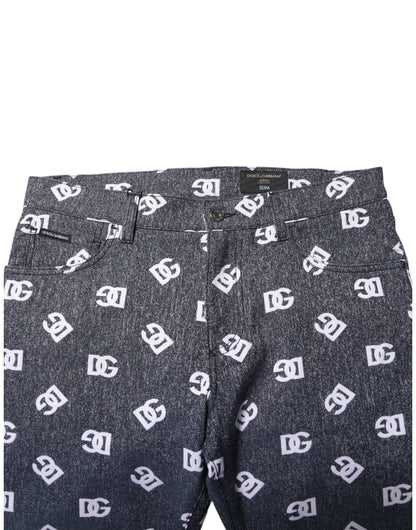 Jean skinny slim en coton gris foncé avec logo Dolce &amp; Gabbana
