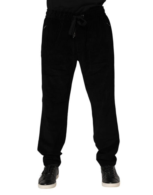 Pantalon de jogging en coton noir Dolce &amp; Gabbana pour homme