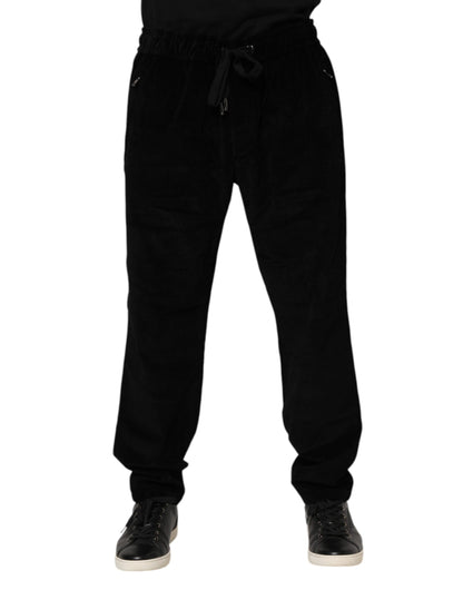 Pantalon de jogging en coton noir Dolce &amp; Gabbana pour homme