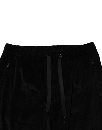 Pantalon de jogging en coton noir Dolce &amp; Gabbana pour homme
