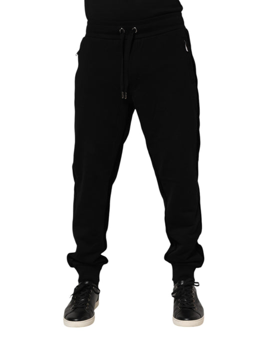 Pantalon de jogging en coton noir Dolce &amp; Gabbana pour homme