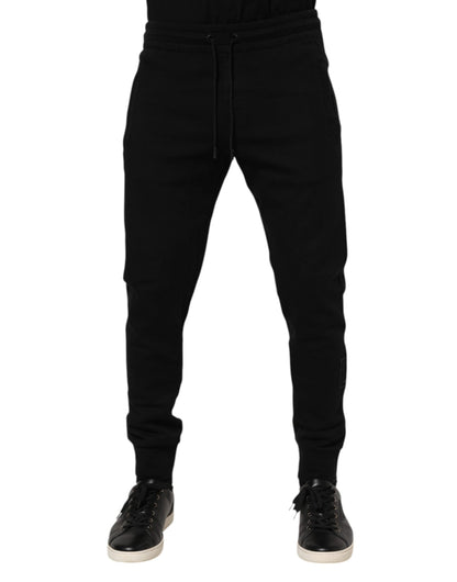 Pantalon de jogging en coton noir Dolce &amp; Gabbana pour homme