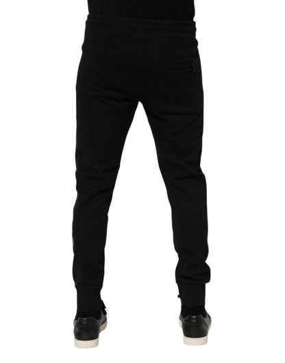 Pantalon de jogging en coton noir Dolce &amp; Gabbana pour homme