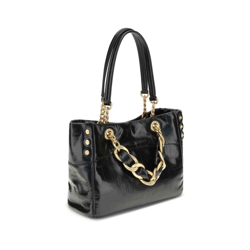 Balmain 1945 Small Tote Cracked Leather Monogram Bag