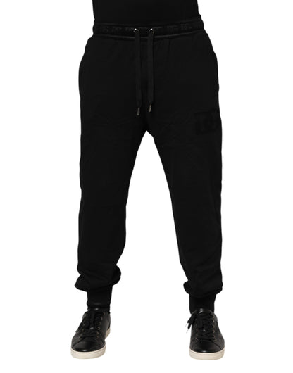 Pantalon de jogging à cordon de serrage en coton noir Dolce &amp; Gabbana