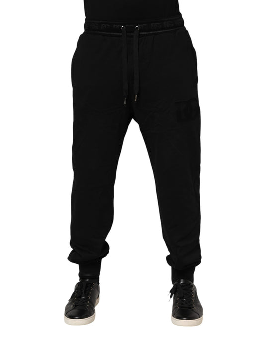 Pantalon de jogging à cordon de serrage en coton noir Dolce &amp; Gabbana