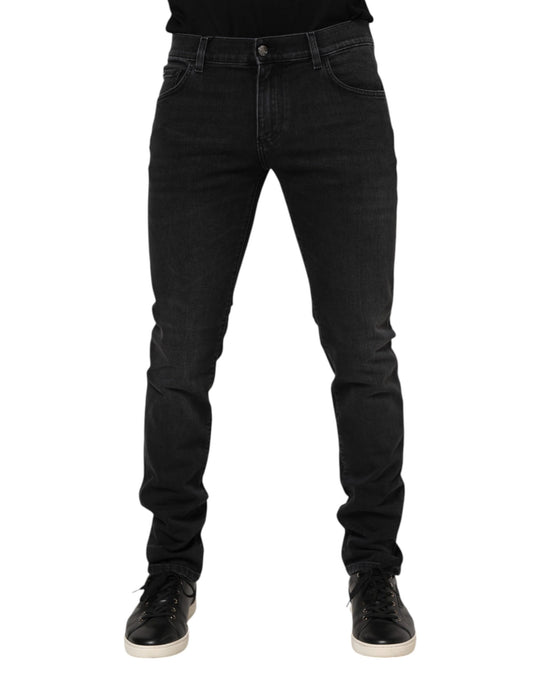 Jean skinny en coton délavé noir Dolce &amp; Gabbana